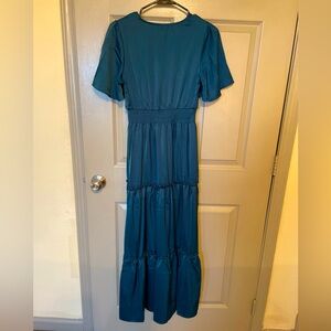 Petallush Maxi ruffle dress, XS, emerald green